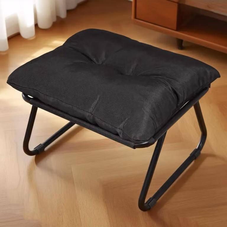 Comfortabele voetkruk met kussen en robuust metalen frame - B/D/H: 50 x 48 x 39 cm