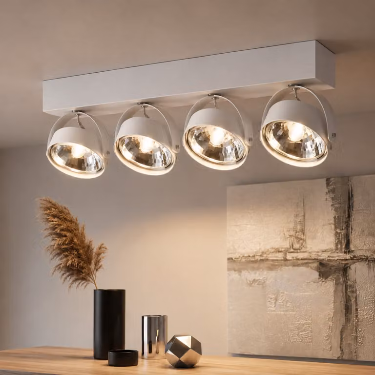 Artdelight Dutchess 4-spots op een balk, wit, modern plafondarmatuur