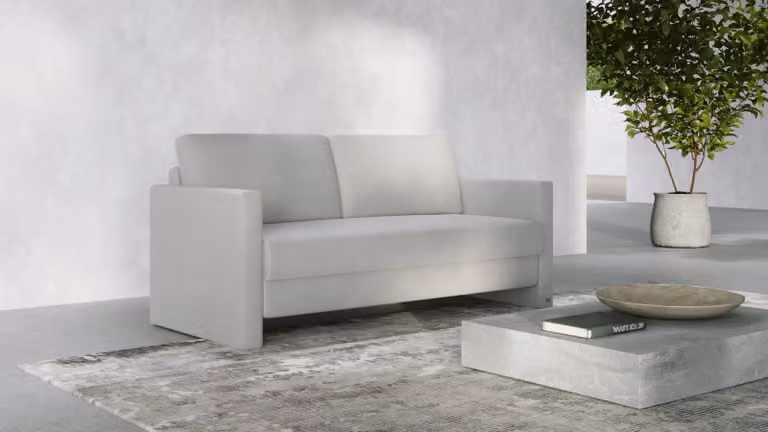 BRUNO slaapbank Kubus in lichtgrijs met massief hout en pocketvering, 160 cm