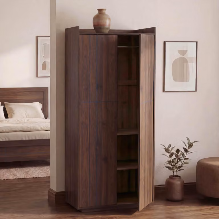 Mendler Kledingkast met 2 deuren, MDF, Wood effect, H x B x D: 184 x 80 x 40 cm