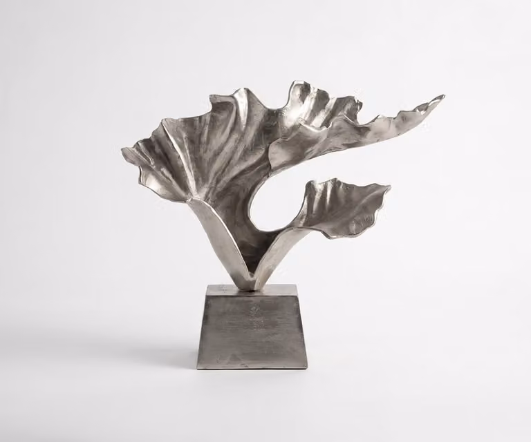 DELIFE Sculptuur Ginkara Handgemaakt Aluminium Platina B60 x D18 x H57 cm