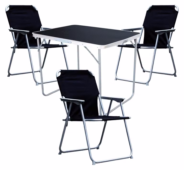 Mojawo 4-delige camping set met campingtafel en 3 inklapbare campingstoelen