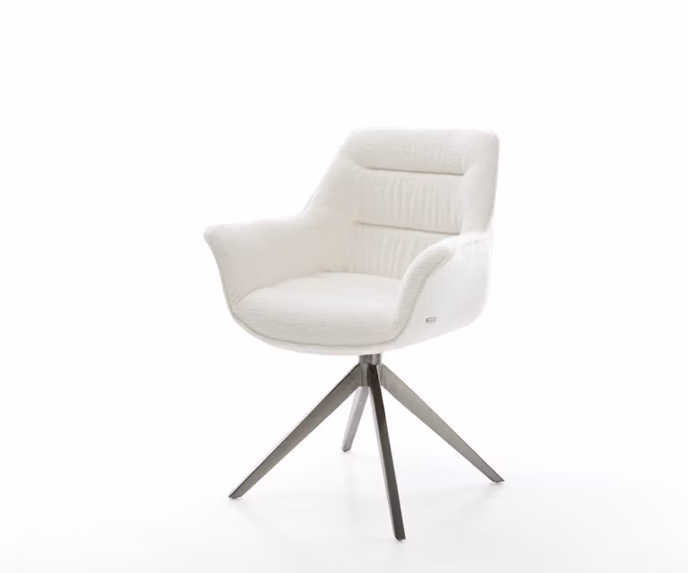 DELIFE Kaira-Flex Draaistoel met Bouclé Stoffering, Beige, 360° Draaibaar met Armleuningen