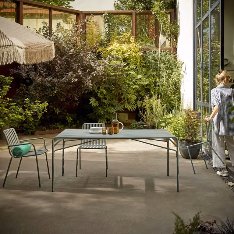 Tikamoon Gaby Rechthoekige Tuintafel - Groen - Metaal - B: 90 cm, D: 75 cm, H: 90 cm