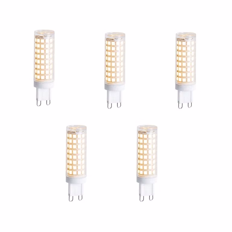 LUEDD Set van 5 dimbare G9 LED lampen, 5.5W, 500 lm, 2700K