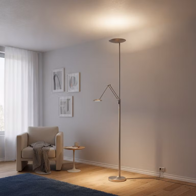 Highlight Klassieke Roma leeslamp in zilver metaal Ø 23cm