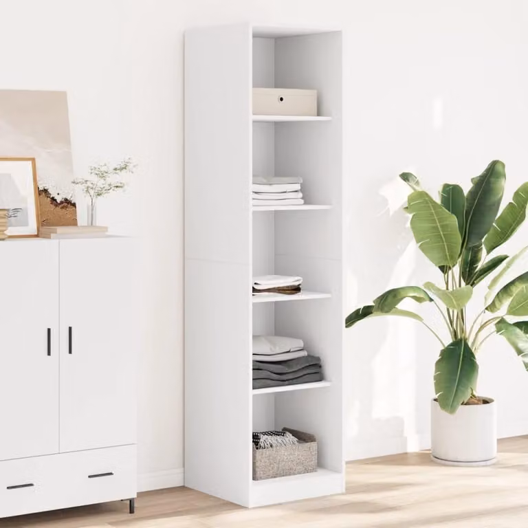 Witte houten kledingkast met deuren voor de slaapkamer of hal, B/D/H: 50 x 50 x 200 cm
