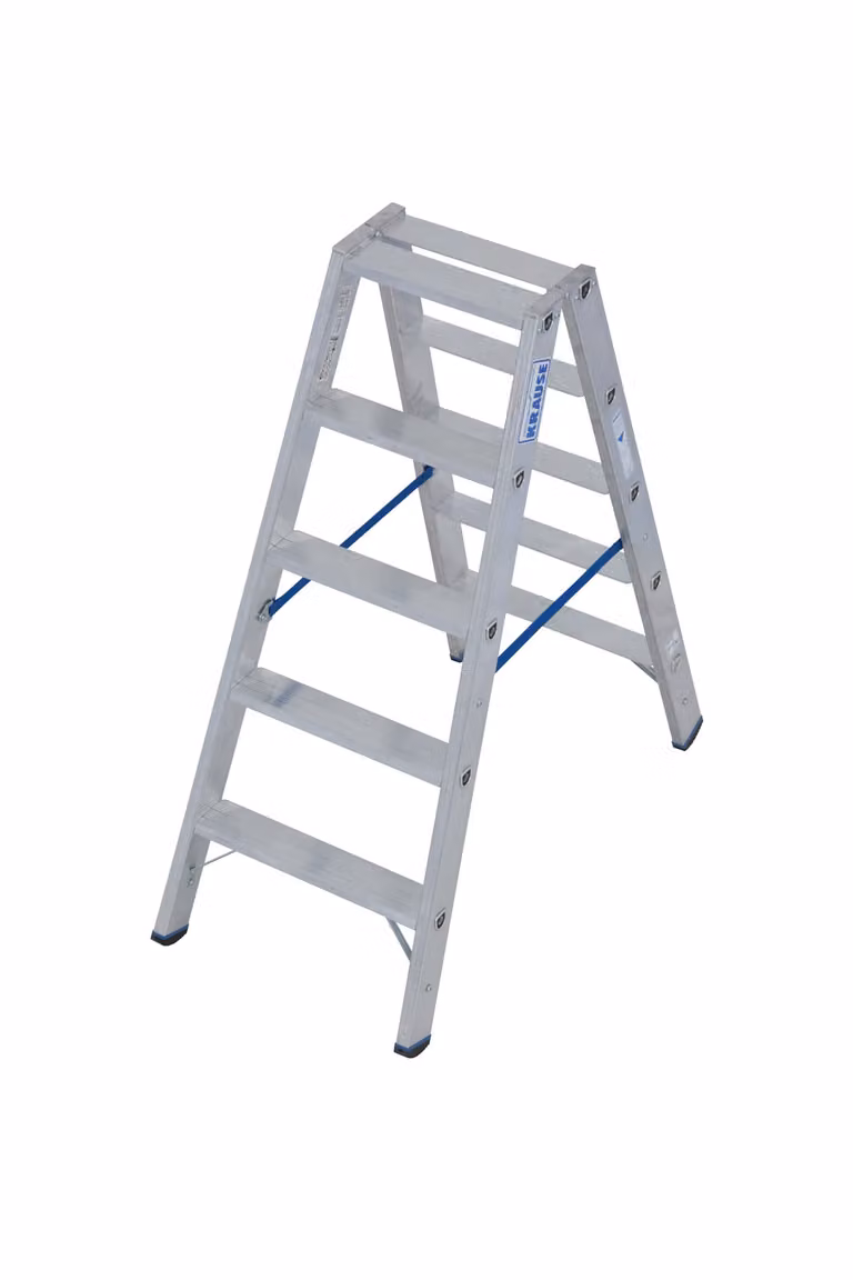 Krause trap met dubbele leuning, aluminium, 2x5 treden