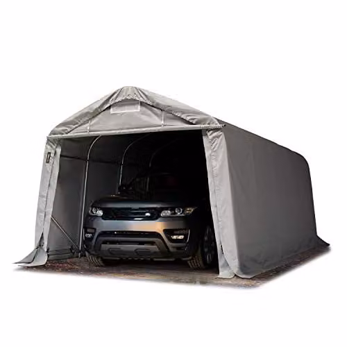 TOOLPORT Garagetent met verzinkt stalen frame en stormverankering, PVC PRIMEtex 2300 N, grijs, 3,3 x 6 m