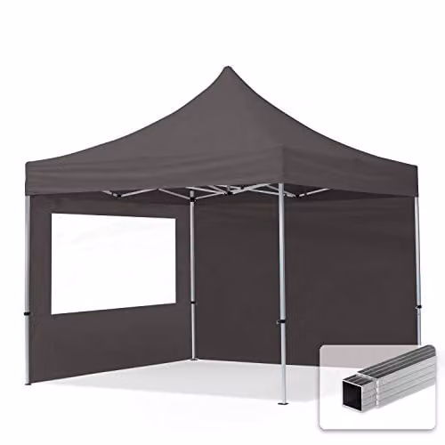 TOOLPORT Paviljoen vouwtent 3x3m met 2 zijdelen, 32mm ALU frame, grijs