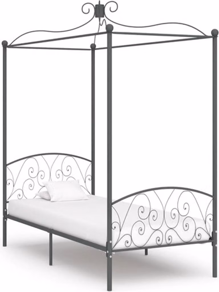 vidaXL Hemelbedframe van metaal in grijs, 100 x 200 cm
