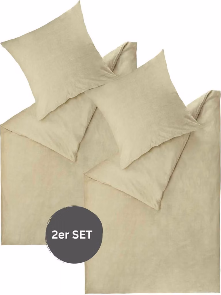 ESPRIT HARP Versterkte kussenslopen en beddengoed set, beige, 135 x 200 cm met 2 kussenslopen van 80 x 80 cm