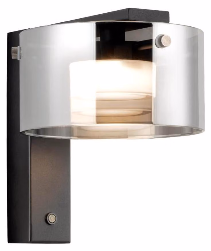 Eglo Copillos Wandlamp met Smoke Glas en Zwart Metaal