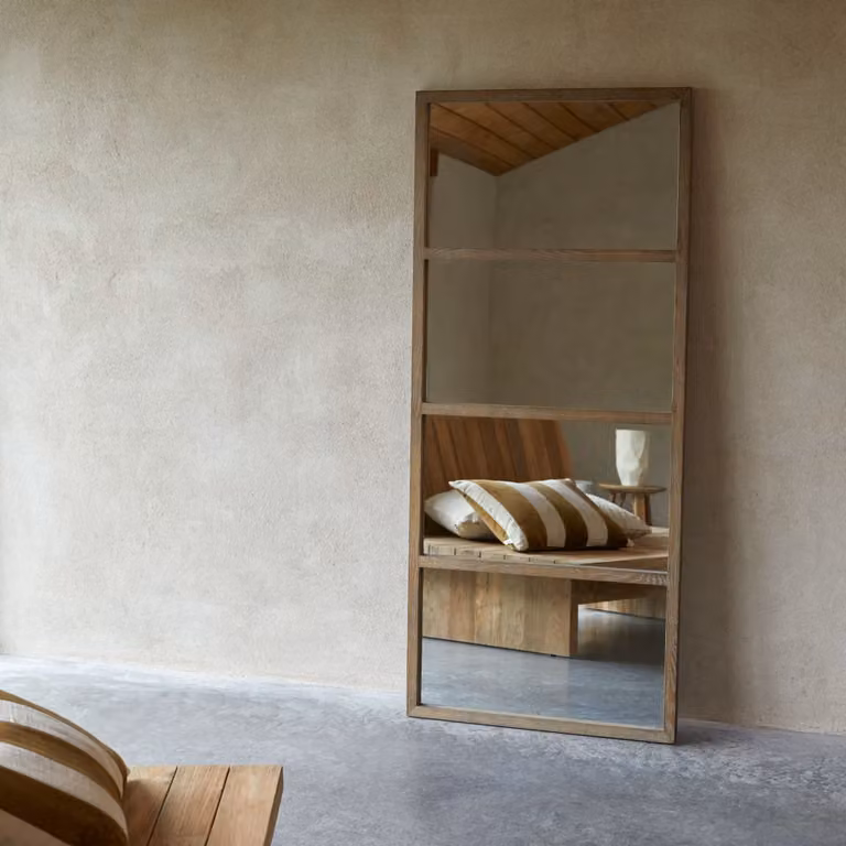 Tikamoon Spiegel van massief eikenhout - Naturel - B: 160 cm, H: 70 cm