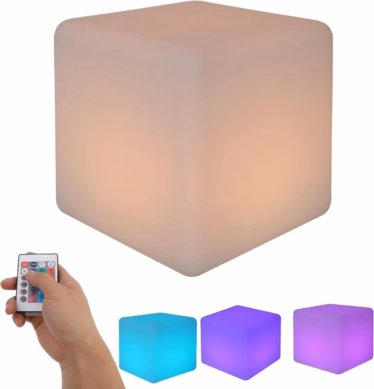 LED Verlichte Kubus Wit - Sfeerverlichting voor Tuin en Woonkamer - Lichtkruk en Tafel - B/D/H: 30 x 30 x 30 cm