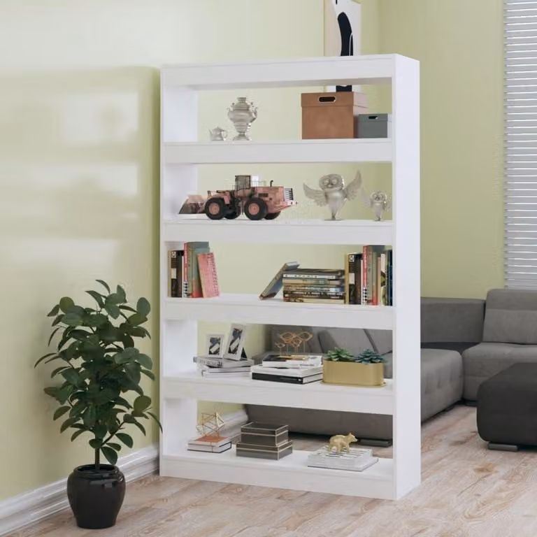 Wit Boekenkast Room Divider - Trapeziumvormig Boekenrek - B/D/H: 100 x 30 x 166 cm