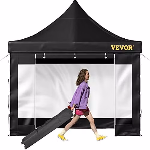 VEVOR Opvouwbare Partytent met Venster, Zwart en Transparant, PVC-gecoat Polyester, B/D: 300 x 304,8 cm