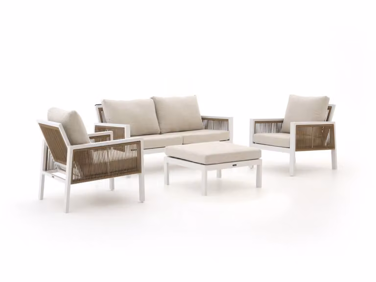 Manifesto Furniture Loungeset voor 4 personen in beige polyrattan met kussens