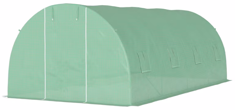 Outsunny Loopkas met 8 ramen en stalen frame, Groen, B: 6 m, D: 3 m, H: 2 m