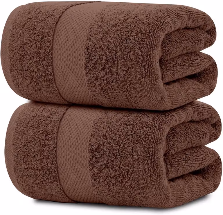 Set van 2 Luxe Extra Grote Badlakens van Absorberend Katoen in Bruin voor Volwassenen
