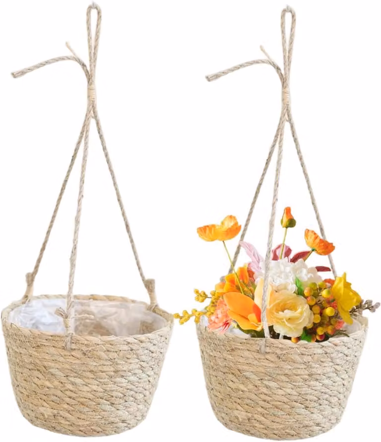Hangmanden Set met Natuurlijk Algen Design in Kaki, Doorsnede: 20 cm