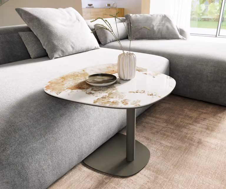 DELIFE Bijzettafel Edge Boot Minas Melange met keramisch blad en titaan effectafwerking, B/D/H: 60 x 60 x 42 cm