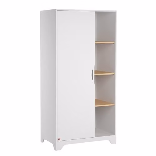 CaliCosy Kast met 1 deur, 2 kledingstangen en 3 open planken, Eikenhout, B: 88,5 cm, D: 52 cm, H: 179,5 cm