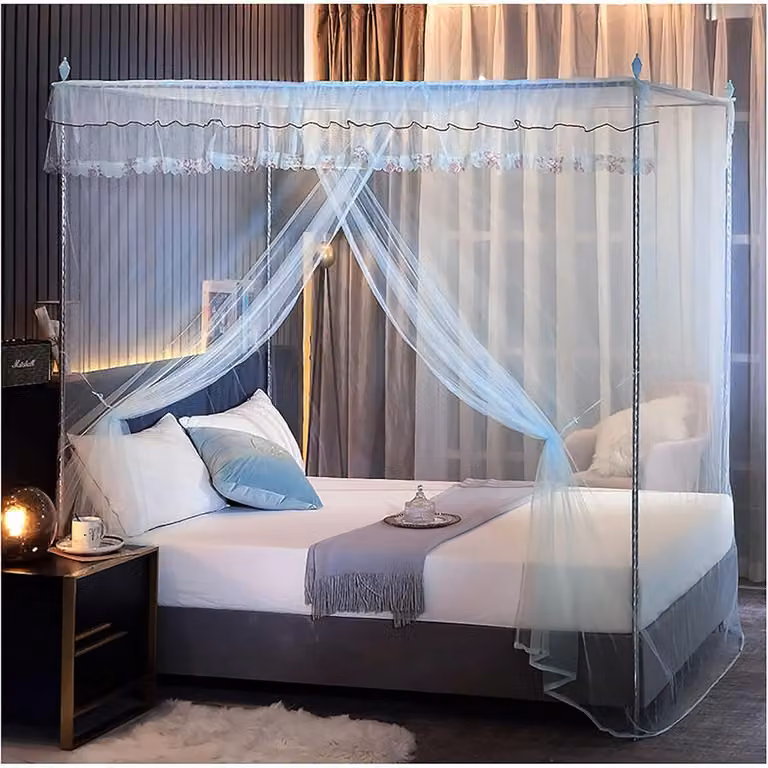 Blauw Hemelbed Frame van Metaal voor Queen Maat, 150x200 cm