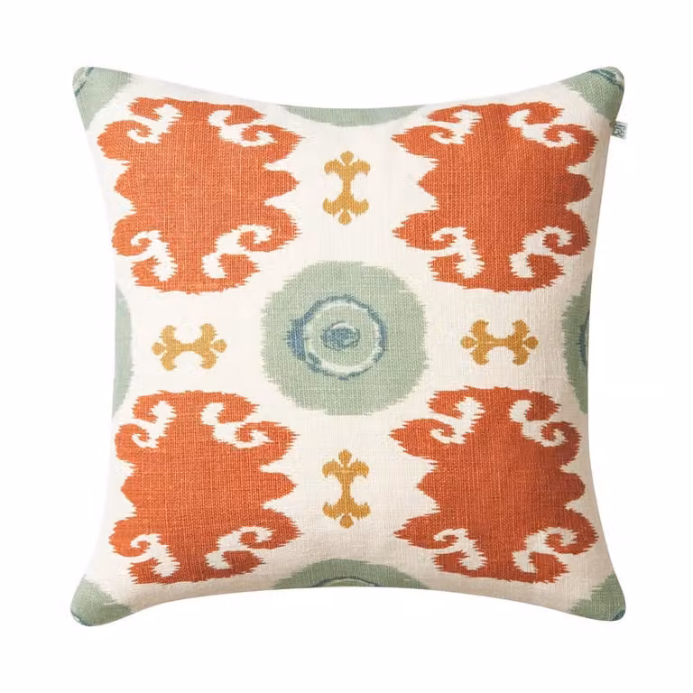Chhatwal & Jonsson Mahal kussenhoes Aqua-heaven blue-apricot-khaki, 50 x 50 cm