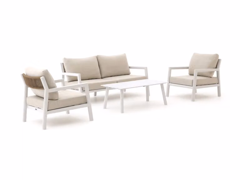 Manifesto Furniture Loungeset voor 4 personen met gepoedercoat aluminium frame, wit en beige