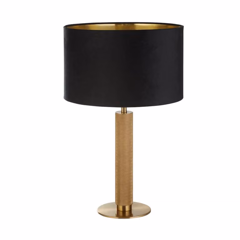 Searchlight London Gouden Tafellamp met Zwarte Kap