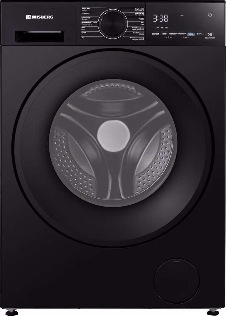 Wisberg WBWM3A5B9NB SwiftWash & CreaseControl Wasmachine - 9 kg - 1400 toeren - Energieklasse A-50% - Stoomfunctie