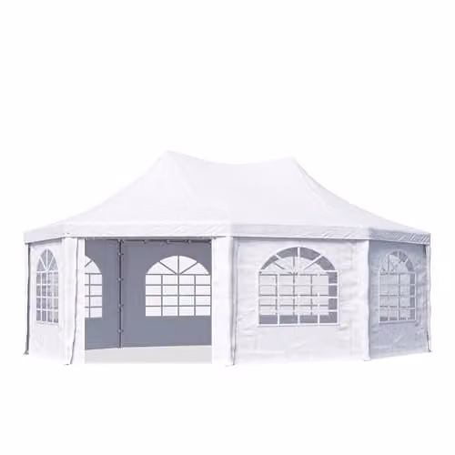TOOLPORT Pagodetent Paviljoen 5x6,8m met vensters en robuust wit PVC-zeil