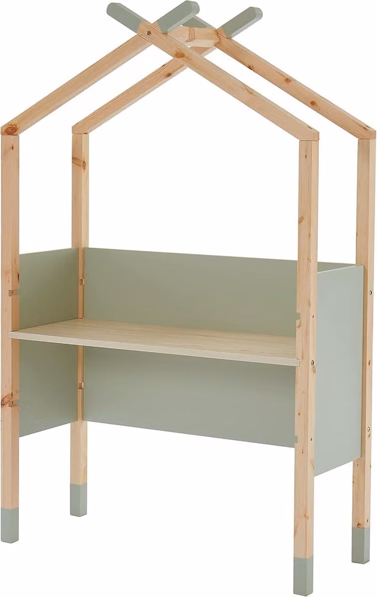 Verstelbaar Kinderbureau in Tipi Stijl met Groen en Houten Accent