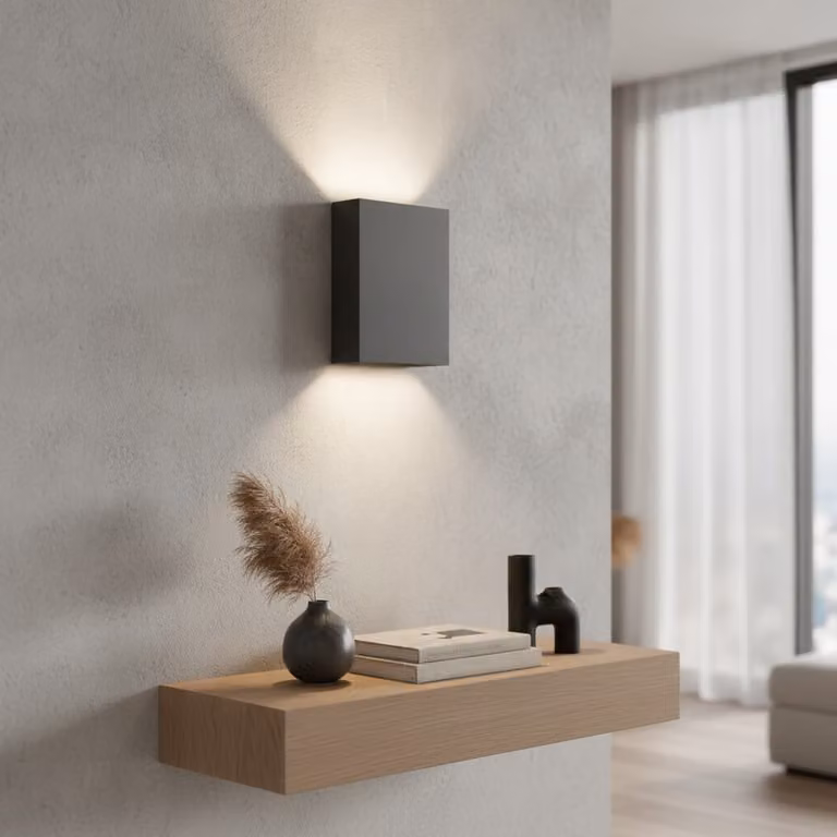 Artdelight Wandlamp Memphis Modern Zwart Aluminium met LED en Up/Down Licht, Hoogte: 16 cm