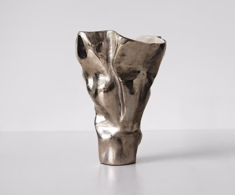 DELIFE Vaas Mimoro Handgemaakt Aluminium Platin Opal B: 28 cm, D: 24 cm, H: 38 cm