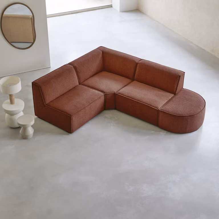 Tikamoon Dario Modulaire Hoekbank met Ottomaan - Rood - 4-5 Zitplaatsen