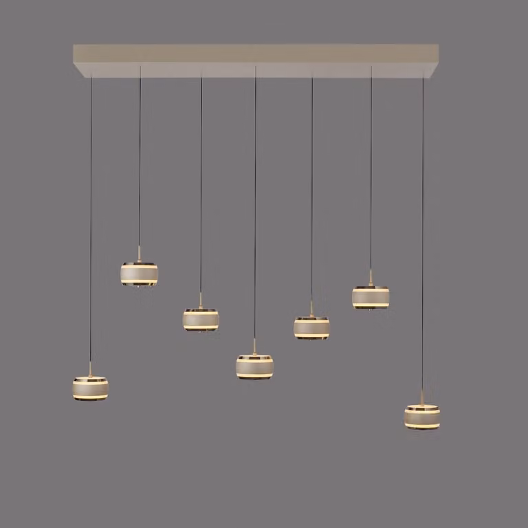 Paul Neuhaus Pure Falling Rings LED hanglamp brons met 7 lampen en hoogteverstelling