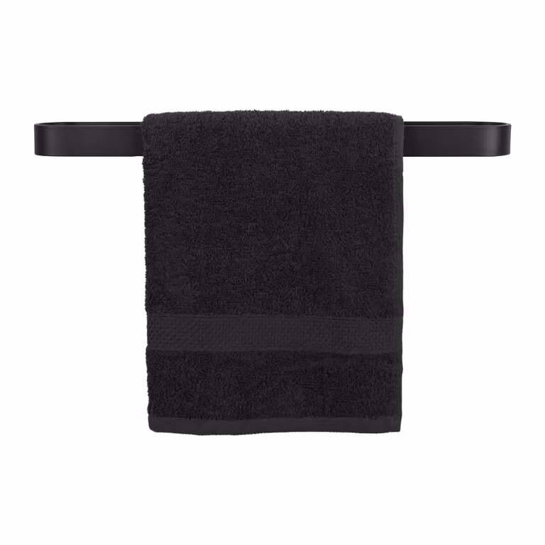 QUVIO Handdoekhouder met stang, Zwart, B: 50 cm, H: 7 cm, D: 3 cm