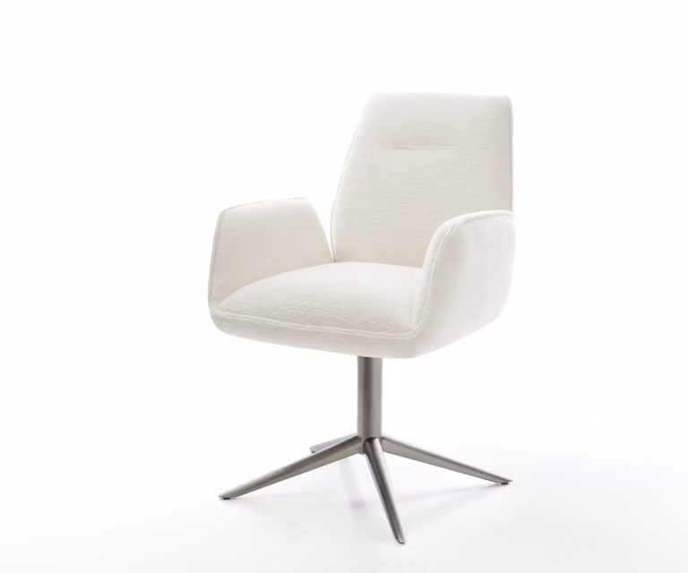 DELIFE Zoa-Flex Draaistoel met Bouclé Stoffering in Beige en Grafiet met Armleuningen en 360 graden Draaibaarheid