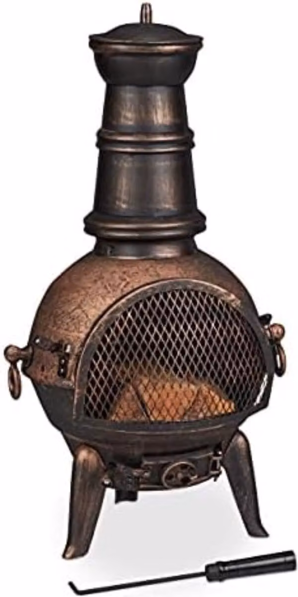 Chiminea Tuinoven met Pijp van Gietijzer - 38 x 46 x 86 cm