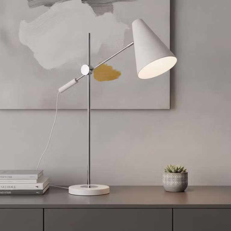 Artdelight Obscur bureaulamp - Wit met chroom