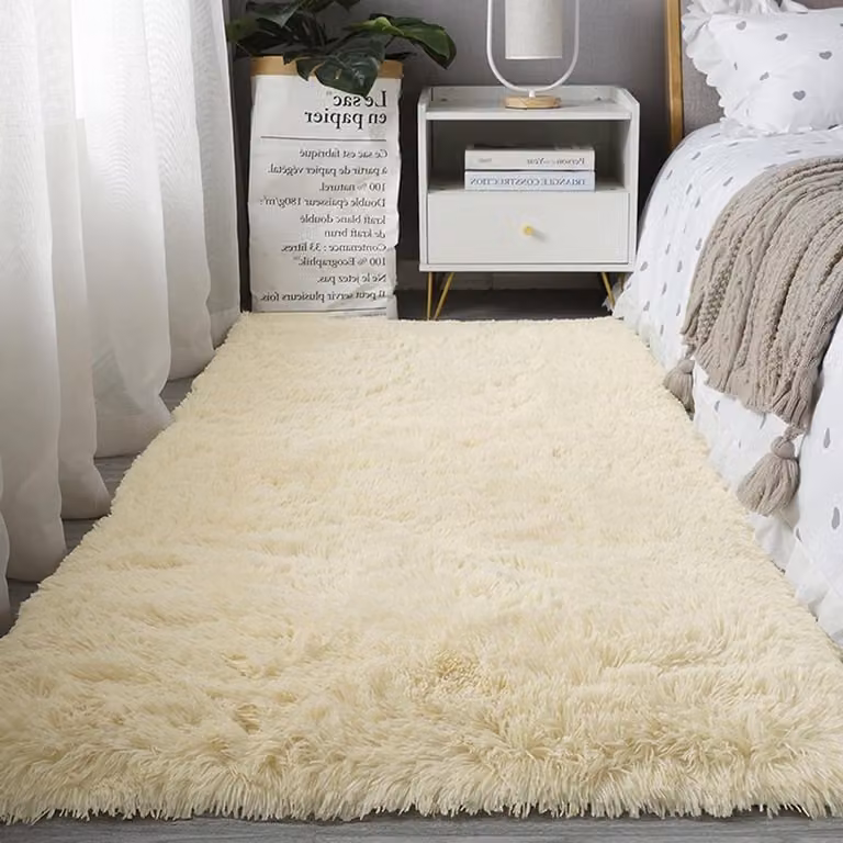 Hoogpolig Shaggy Vloerkleed Abstract Vierkant in Creme - 170 x 160 cm