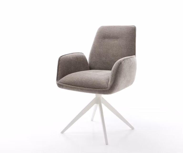 DELIFE Draaistoel Zoa-Flex met pocketveer kern, Taupe, Wit kruisframe, 360 graden draaibaar