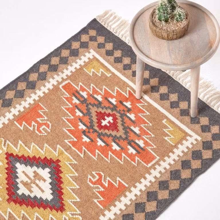 Homescapes Kilim Jaipur handgeweven tapijt van wol en katoen, 160 x 230 cm