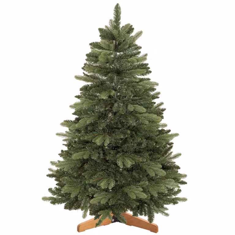 HOMCOM Kunstkerstboom Edelspar, Groen, 150 cm, 525 takpunten met houten standaard