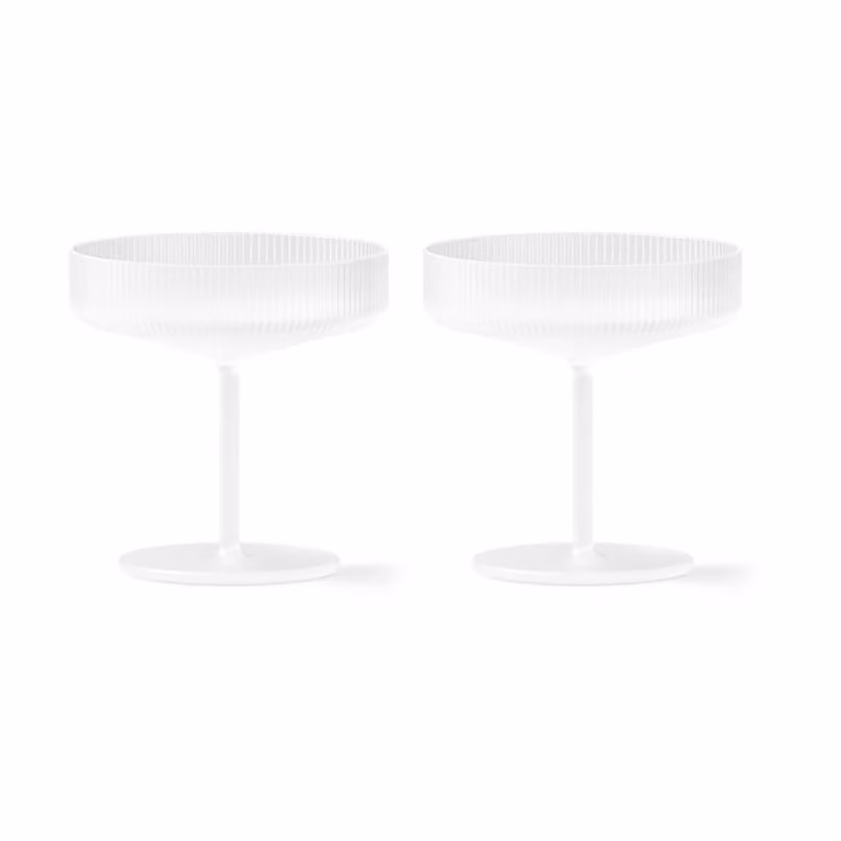Ferm Living Ripple champagneflutes 2-pack Frosted wit/transparant