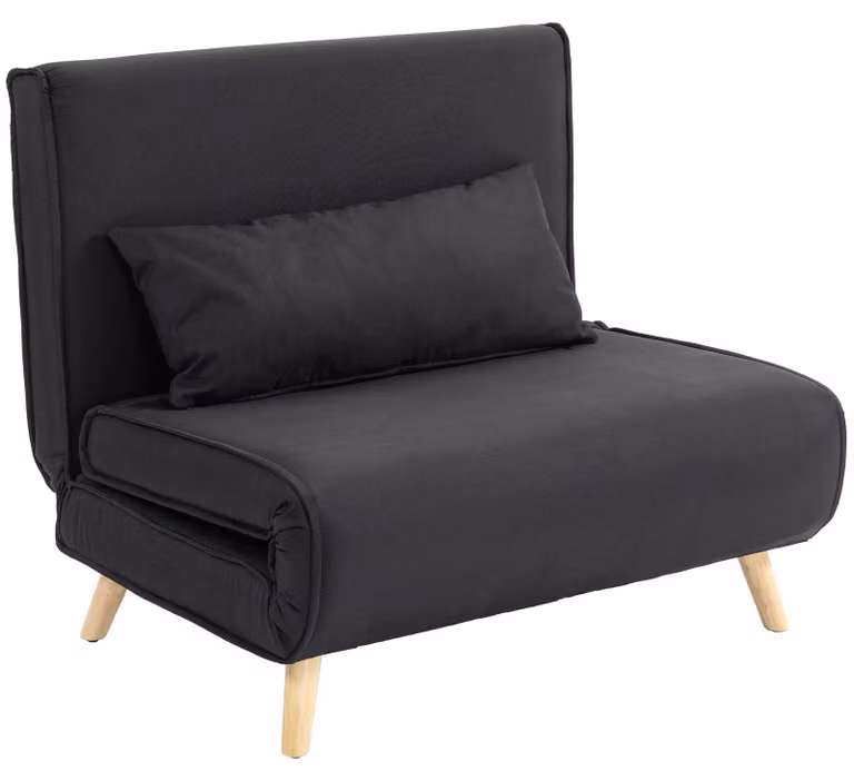 HOMCOM Relaxstoel met bedfunctie in zwart, 6 standen verstelbaar, modern design, B/D/H: 94 x 78 x 80 cm