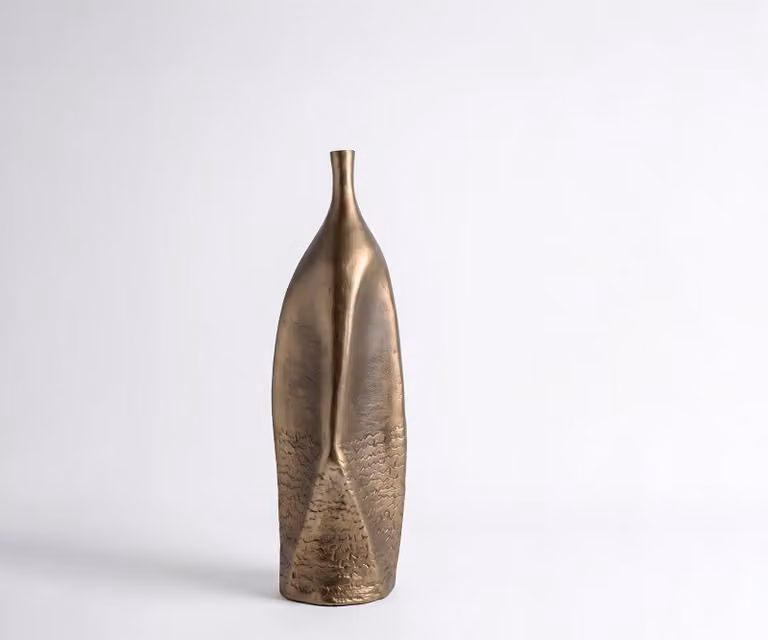 Delife Vaas Norevo Aluminium Aurum Satin Gegoten B: 15 cm, D: 15 cm, H: 51 cm