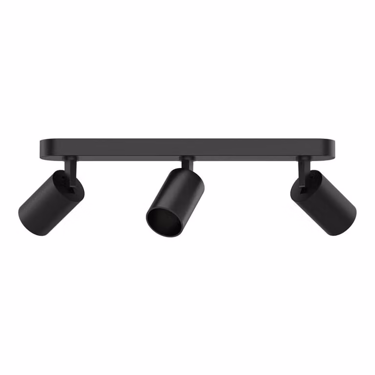 Tevo Lyora 3-lichts opbouwspot zwart aluminium